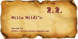 Milla Milán névjegykártya